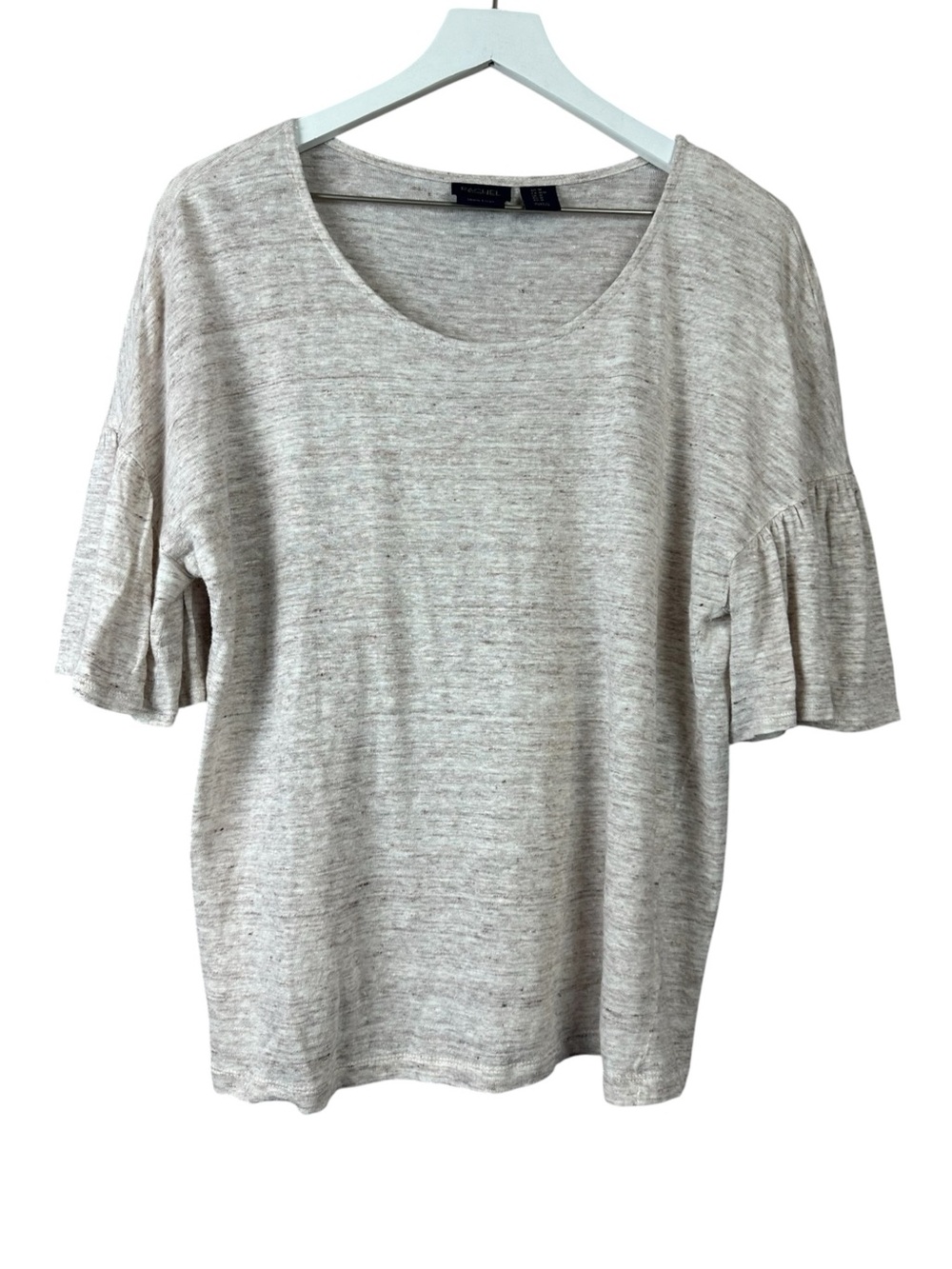 Rachel Rachel Roy Ecru 100 Linen Bell Sleeve Top Women Sz L
